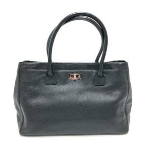 CHANEL Black Leather Tote Bag